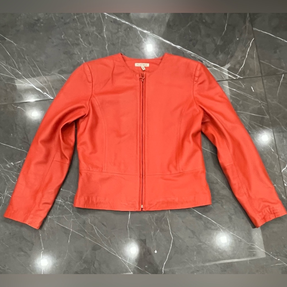 Yvonne Marie Women Jacket 6 Orange Zip Up Lamb Leather